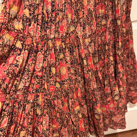 Free People Brown and Orange Smocked Tiered Maxi Dress Size M pre-owned. - Picture 8 of 8